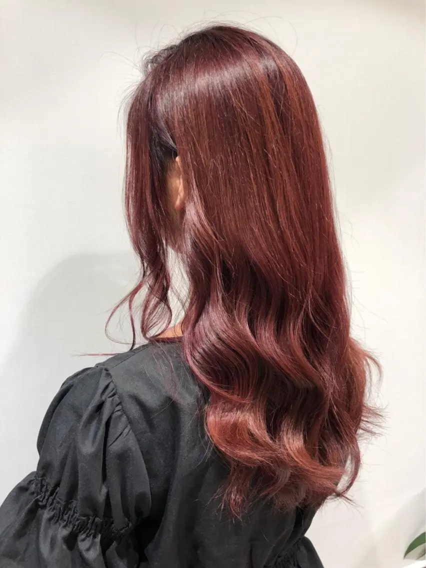 ロング カラー レッドカラー 寺内 紳悟のヘアスタイル