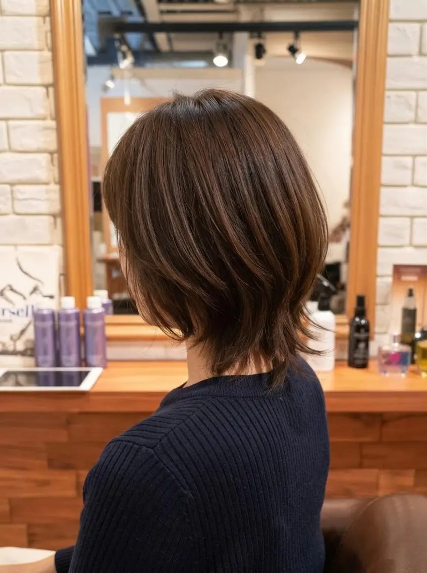 ミディアム カラー レイヤーカット カット ヘアカラー トリートメント ヘッドスパ flencia 丸 和博|カットのヘアスタイル