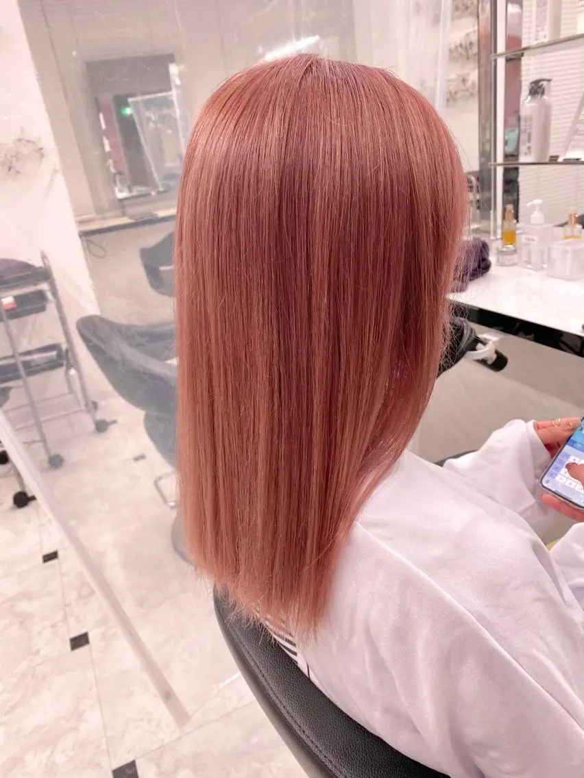 ロング カラー ヘアアレンジ ピンクカラー レイヤーダブルカラー KYONのヘアスタイル