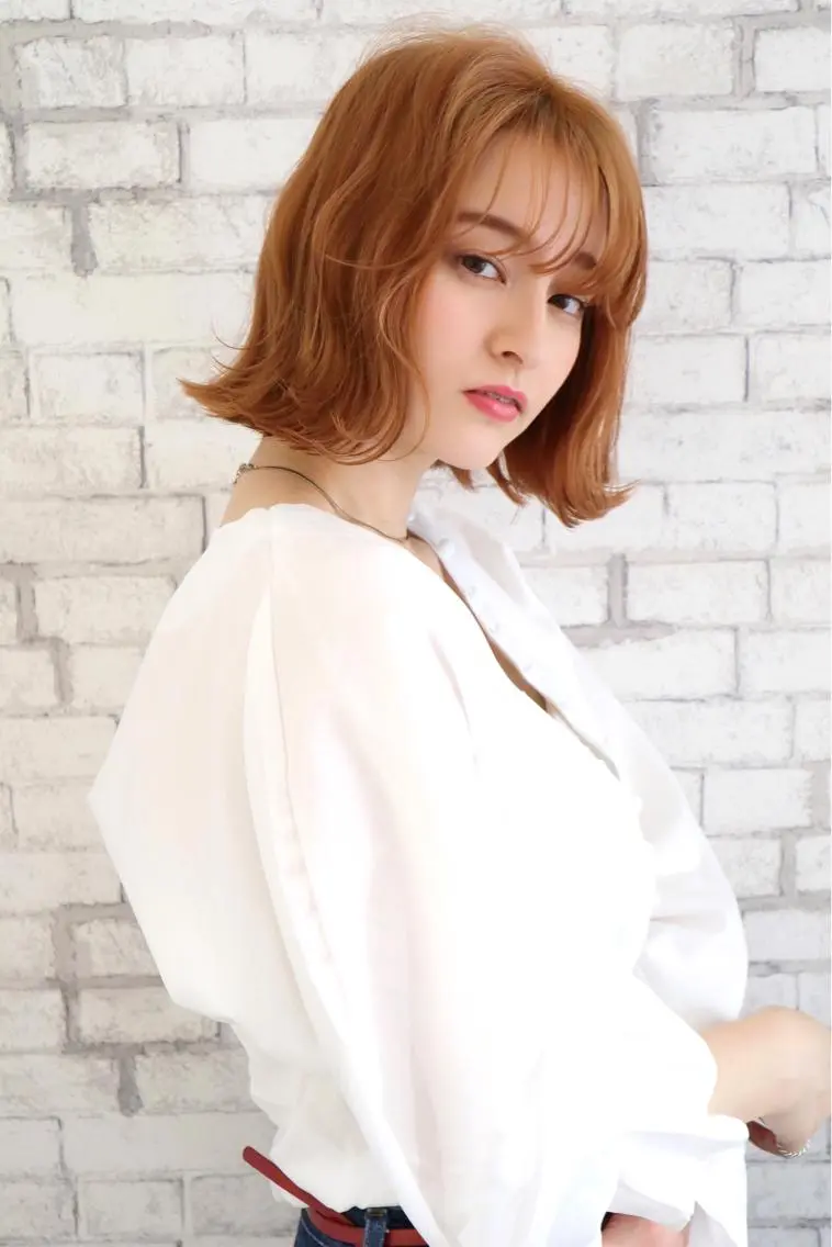 ショート カラー オレンジ ボブ 赤み消しカラー /透明感カラー 上長のヘアスタイル