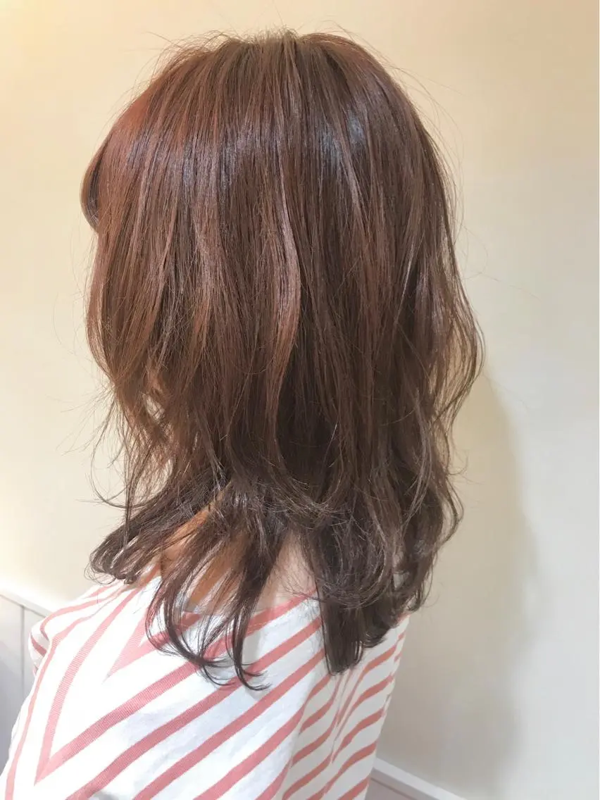 ミディアム カラー オレンジ ピンクカラー パーマ×ウルフカット koya☆のヘアスタイル
