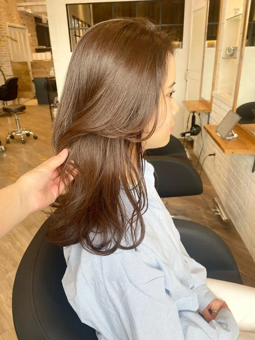 ロング 韓国風ヘア カット ヘアカラー トリートメント ヘッドスパ ヘアセット ✨透明感ケアカラー✨ 長野ゆきなのヘアスタイル