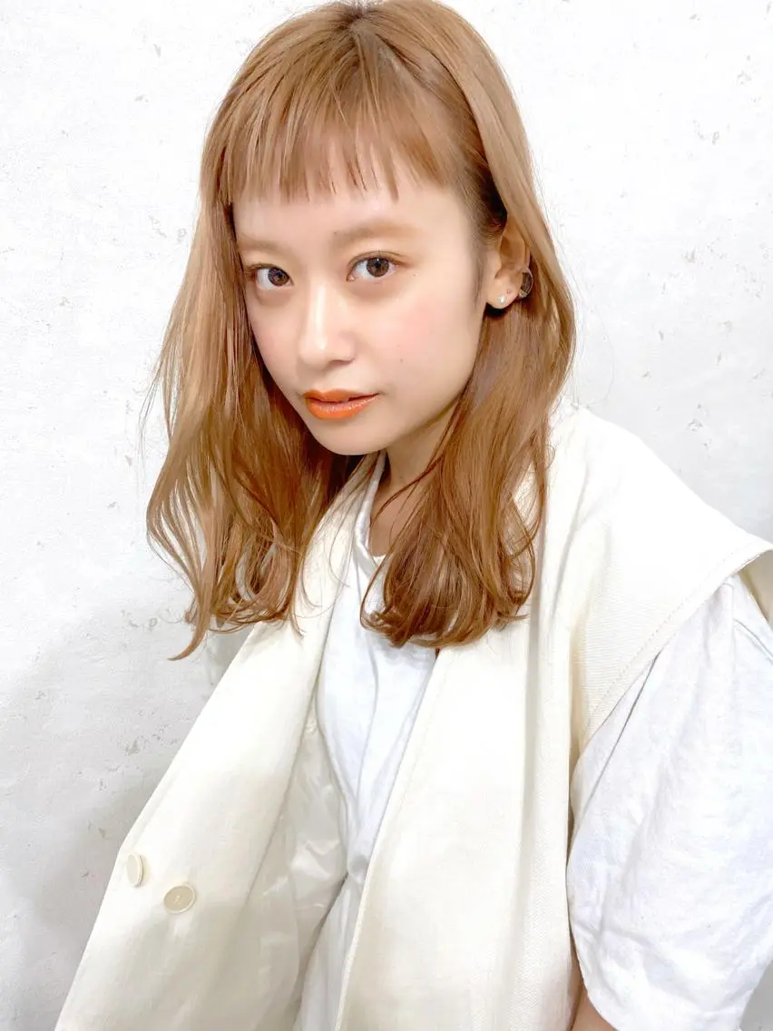 ミディアム カット ヘアカラー パーマ 韓国風/髪質改善/ ナガヤアキラのヘアスタイル