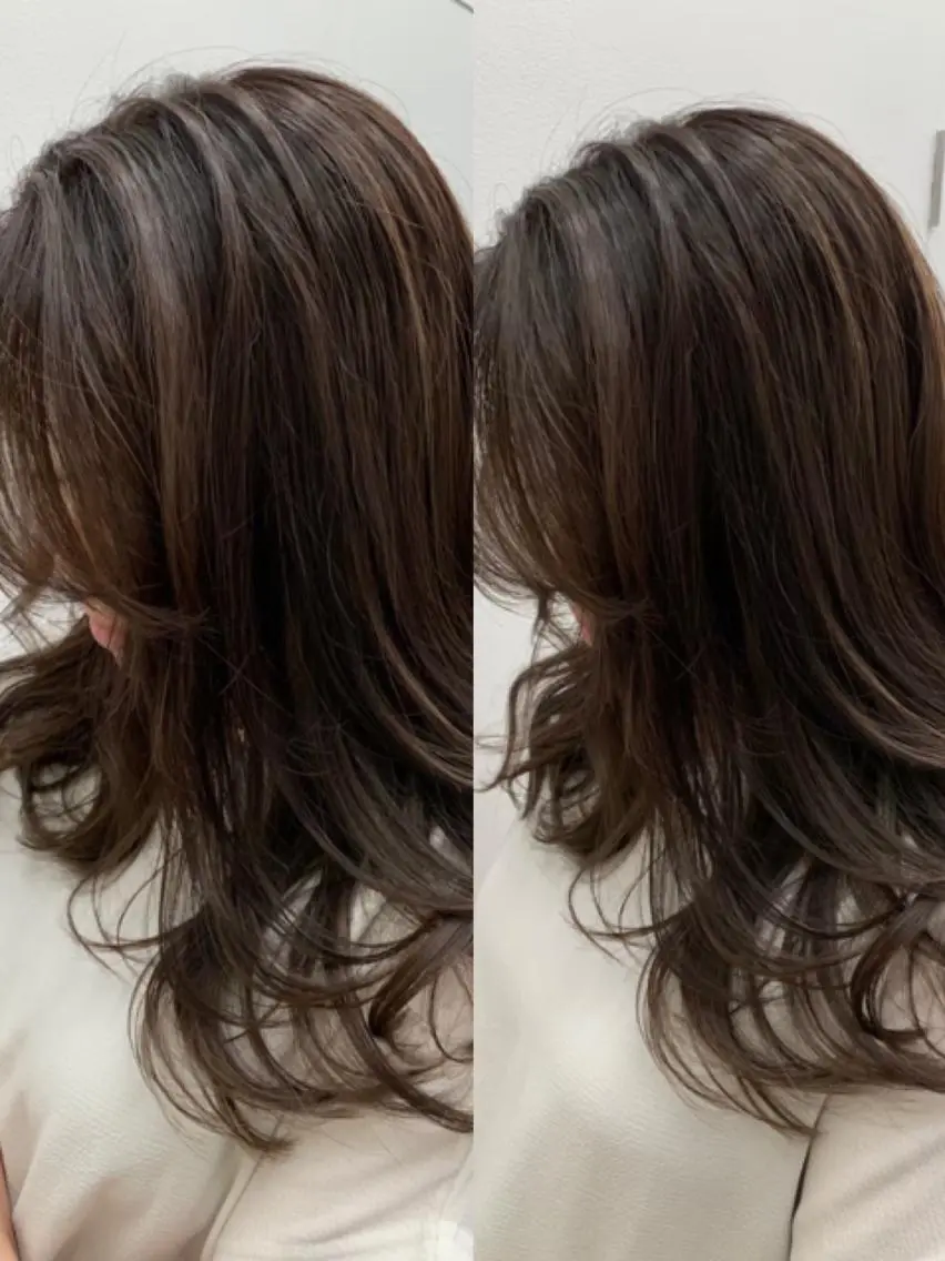 セミロング ハイライト 髪質改善 小顔カット メンズ特化美容師/ 新井　洸太のヘアスタイル