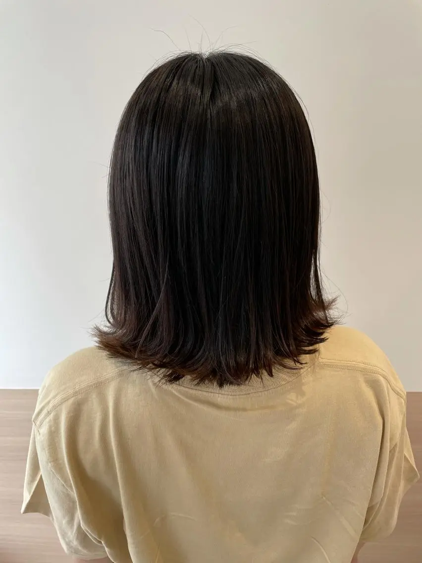 ミディアム ケアカラー 姫カット 韓国風ヘア 天野 瑠真のヘアスタイル