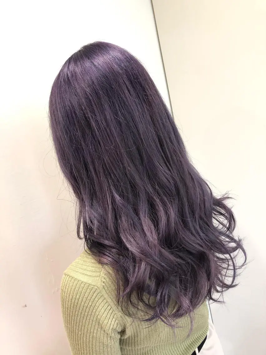 ロング カラー アッシュ ブリーチ パープルカラー パープルアッシュ ヘアカラー トリートメント ハイトーン/ブリーチ ルミエール/新栄/栄のヘアスタイル