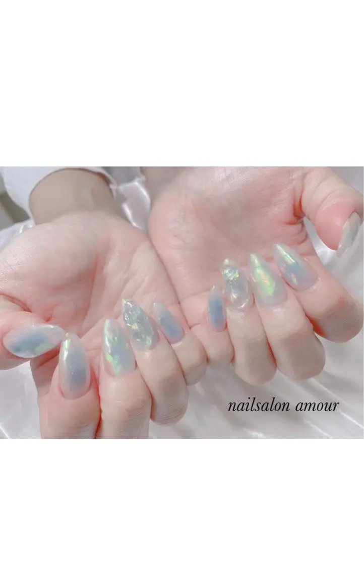 ネイル 氷ネイル・うるうるネイル nailsalon ♡amour♡のネイルデザイン