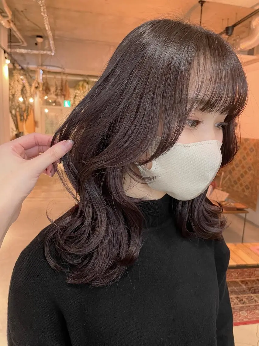 セミロング カラー 韓国ヘア/暖色カラー 新美多英のヘアスタイル