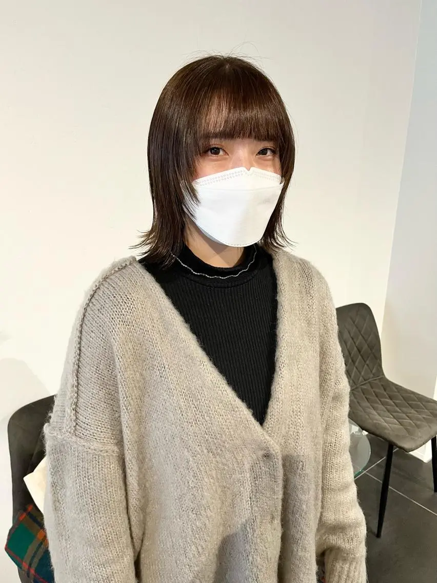 ミディアム カラー ベージュカラー ブリーチ ブリーチなしカラー 顔まわりレイヤー 顔周りカット カット ヘアカラー ショート/パーマ/ カラー/FUKOのヘアスタイル