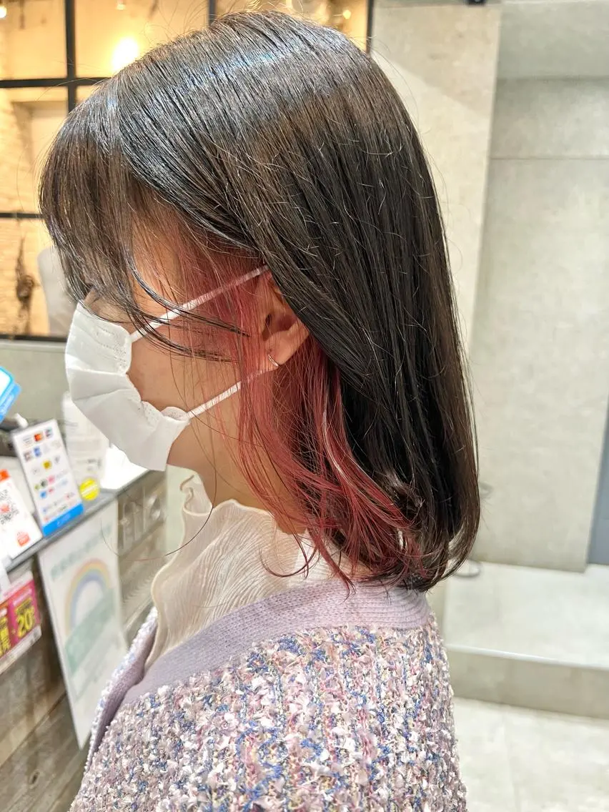 ミディアム カラー ブリーチ ピンクカラー ヘアカラー 🌿ニュアンス/髪質 改善🌿Fukudaのヘアスタイル