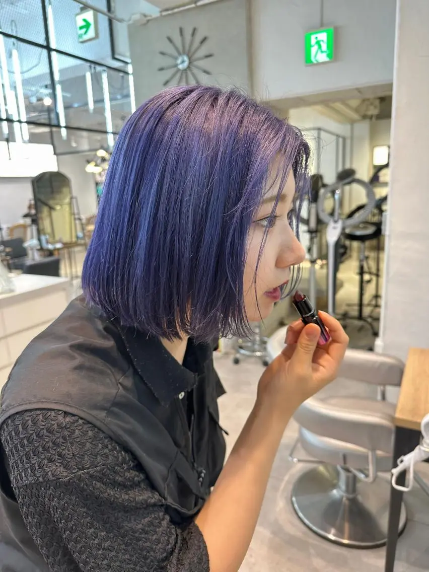 ショート カラー ヘアアレンジ ブルーカラー パープルカラー ハイトーン特化 pepe🎀のヘアスタイル