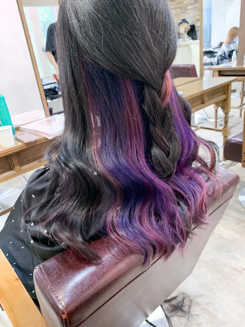 セミロング カラー ブルーカラー インナーカラー ラベンダーカラー ピンクカラー ピンクパープル トリートメント /カラー/NAOKIのヘアスタイル