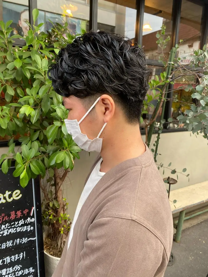 ショート パーマ メンズ ビジネス メンズパーマ 【扉gate】野崎 英幸のヘアスタイル