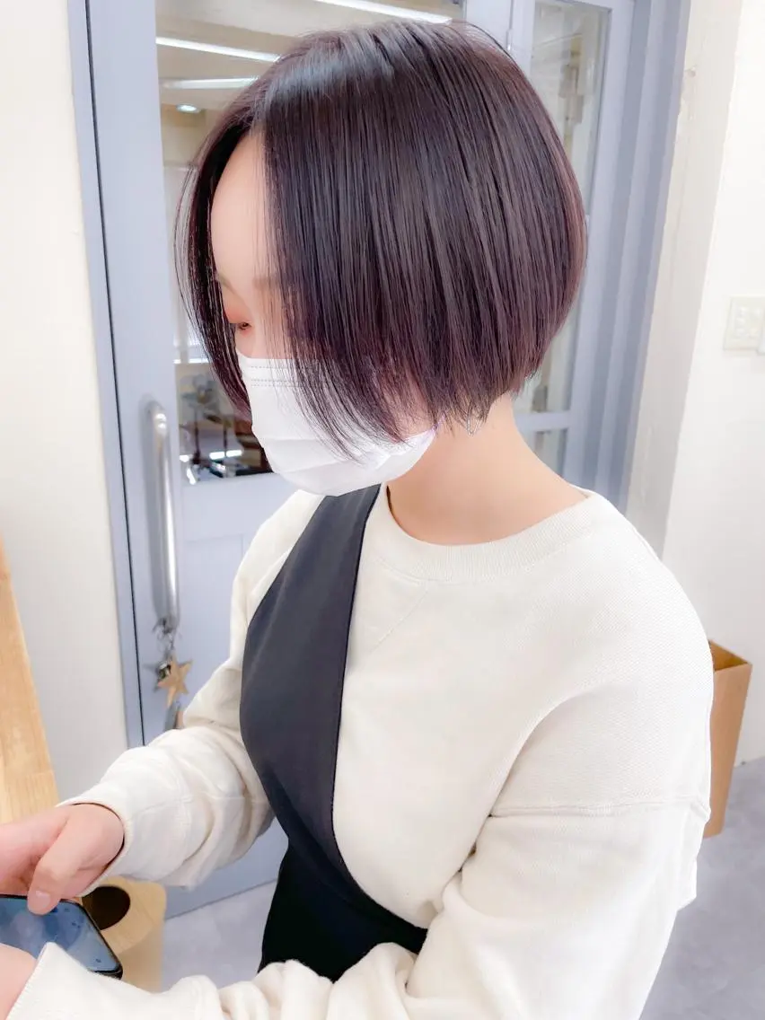 ショート カラー ヘアカラー トリートメント ✨ブリーチなし透明感 池袋 水野のヘアスタイル
