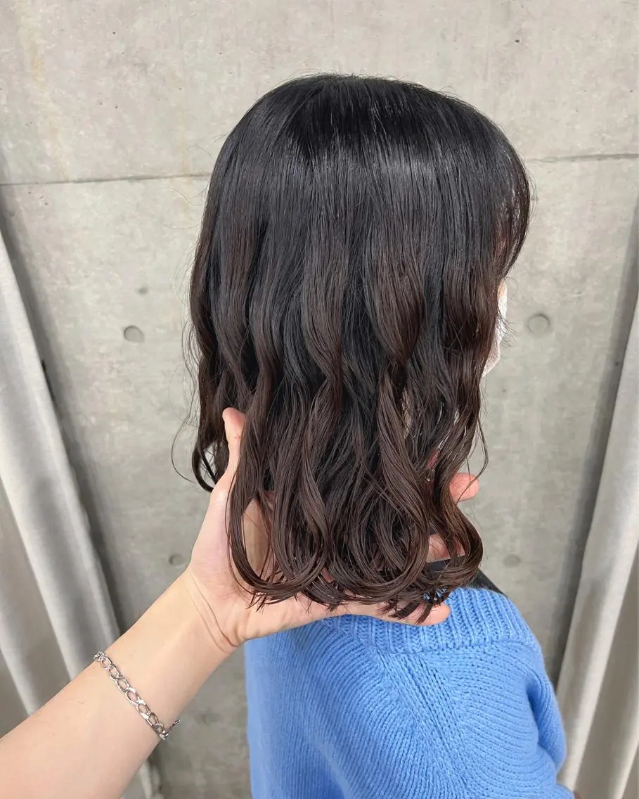 ミディアム パーマ カット パーマ トリートメント ボブパーマコテ巻き風 パーマNo1深江秀平のヘアスタイル