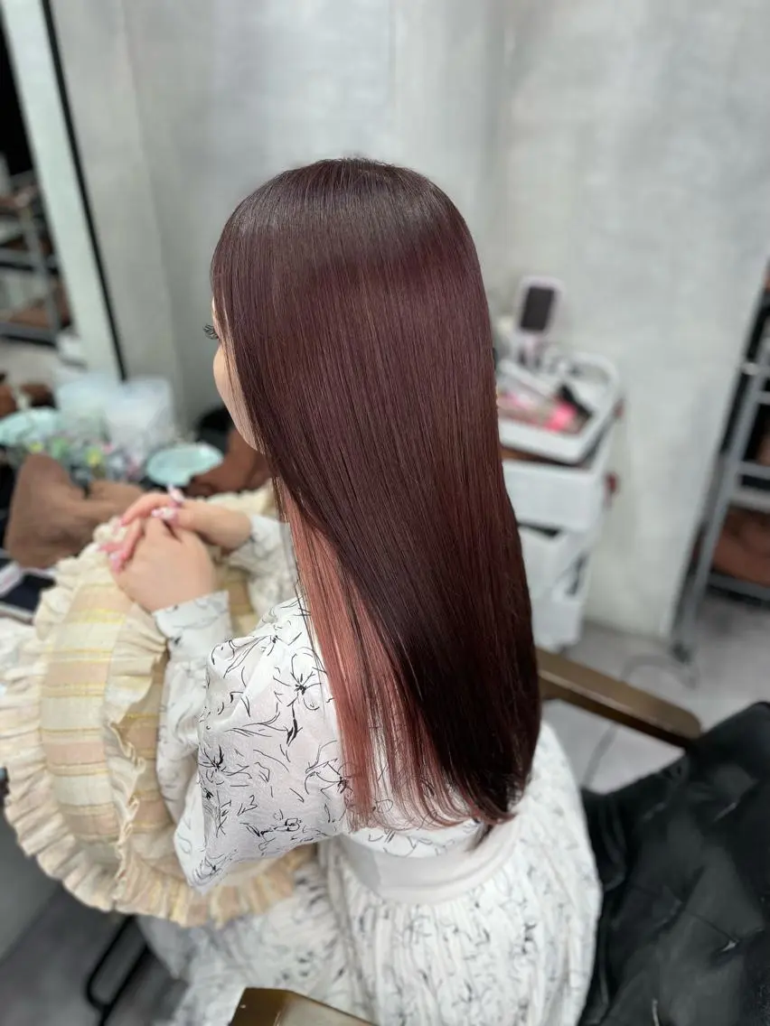 ロング カラー ラベンダーカラー ラベンダーピンク ピンクカラー エクステ 新栄 夏のヘアスタイル