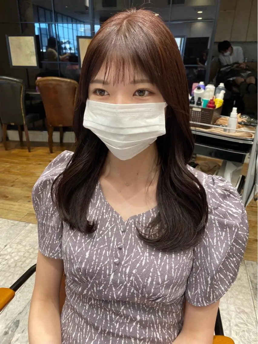 セミロング カラー ベージュカラー ブラウンカラー ブラウンベージュ くびれヘア 顔周りカット 顔周り/くびれヘア 韓国ヘア💕風間るなのヘアスタイル