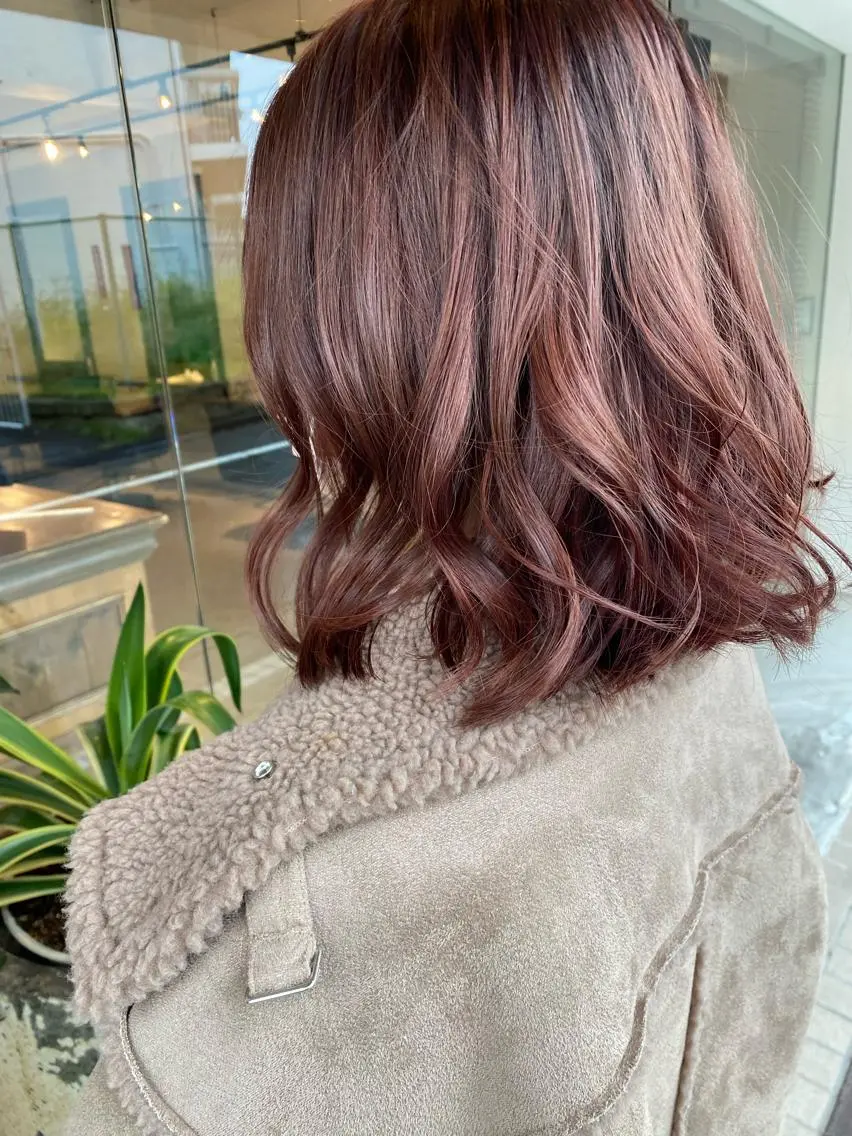 ショート カラー ベージュカラー ブリーチ ブリーチなしカラー ピンクカラー ピンクベージュ メンズパーマ/ ボブパーマ/タクミのヘアスタイル
