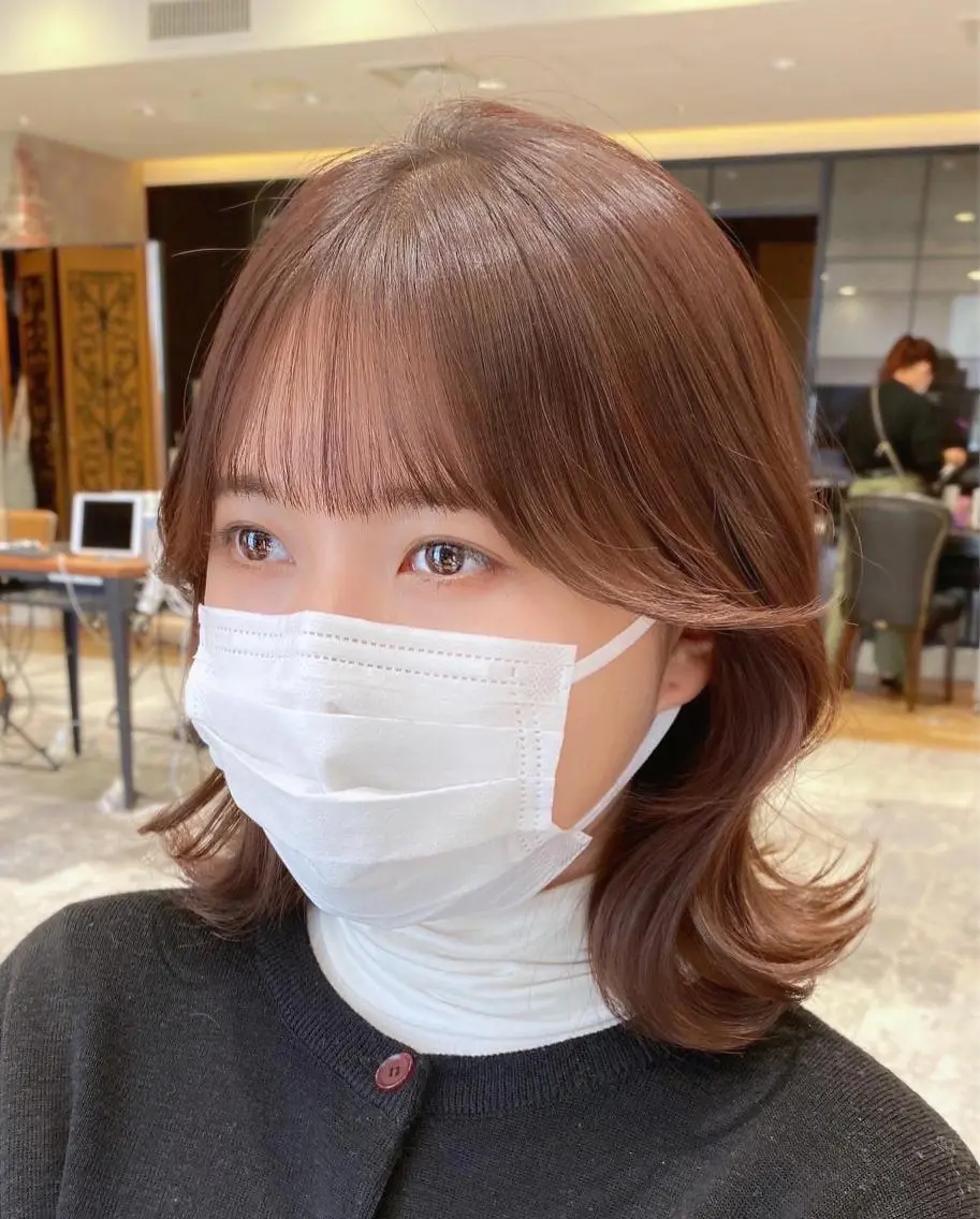 ミディアム カラー 顔まわりカット🌟 くびれヘア/寺門遥輝のヘアスタイル