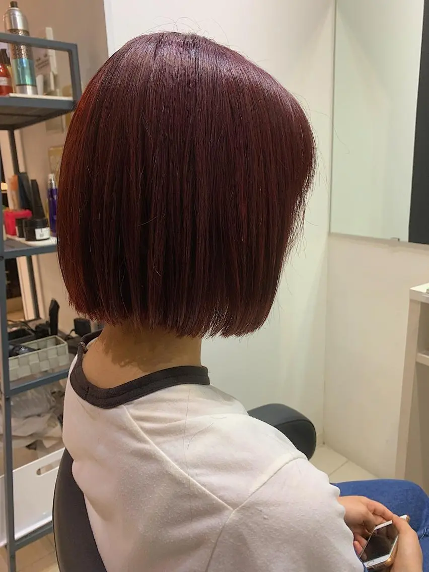 ショート カラー 切りっぱなしボブ イルミナカラー レッドカラー ボブ トリートメント ヘアカラー Bianca 代表 硲 貴亮【東武練馬】のヘアスタイル