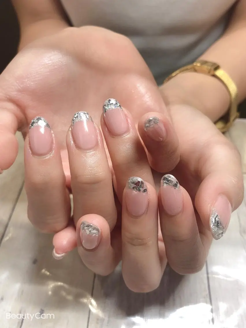ネイル フレンチネイル ガラスフレンチ ✨アン ミユ✨のネイルデザイン