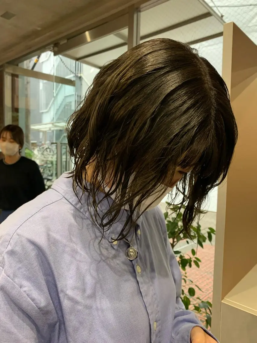 ショート カラー ボブパーマコテ巻き風 パーマNo1深江秀平のヘアスタイル