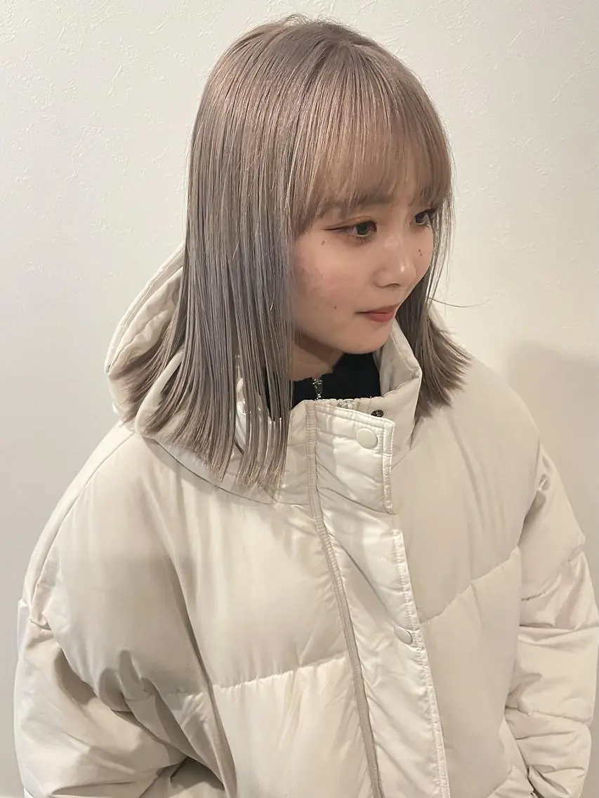 ミディアム カット ヘアカラー トリートメント 村岡彩優/松本 /ブリーチ/艶カラーのヘアスタイル