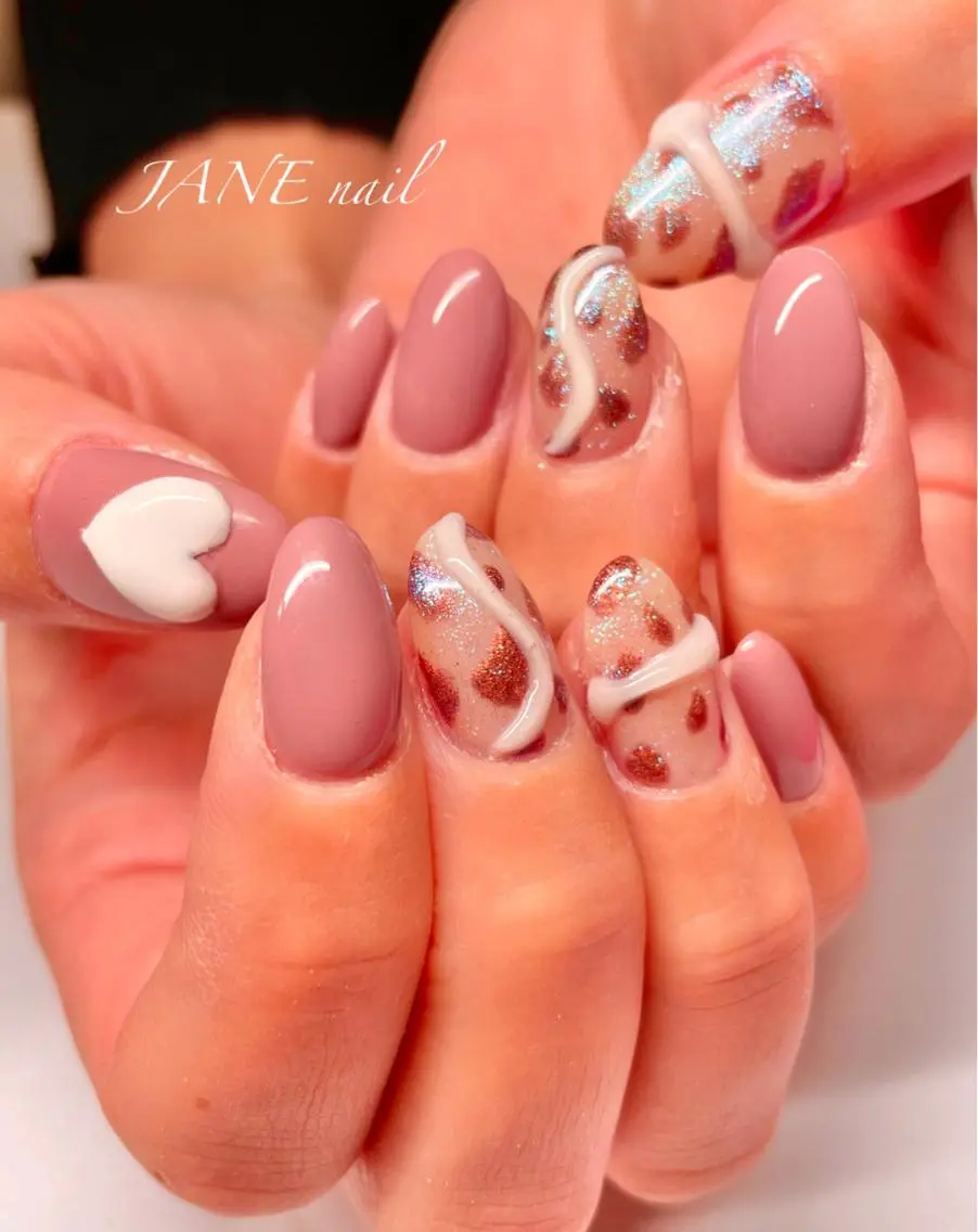 ネイル フットネイル ハート 韓国ネイル ピンク バレンタイン ハンドネイル Nail Salon JANEのネイルデザイン