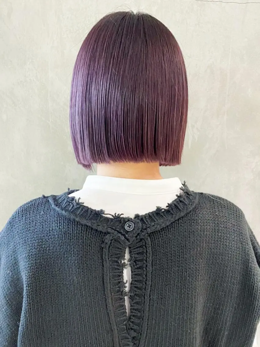ミディアム カラー パーマ ヘアアレンジ パープルカラー ボブ ITbyALBUM 浦和店のヘアスタイル