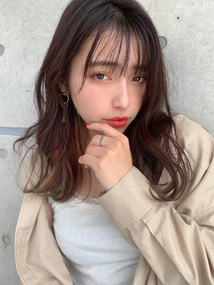 セミロング カラー 赤み消し韓国ヘア レイヤー縮毛🤍渡邉のヘアスタイル