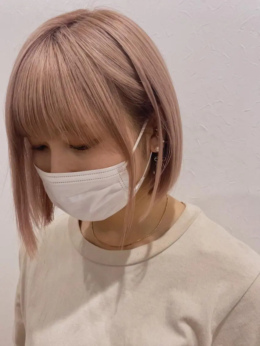 ショート ヘアアレンジ ボブ 🧡梅田ハイトーン カラー🧡runaのヘアスタイル