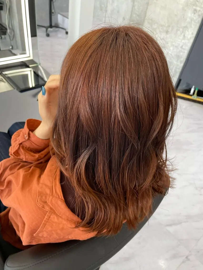 カラー オレンジ ヘアカラー トリートメント 中溝 トシミのヘアスタイル