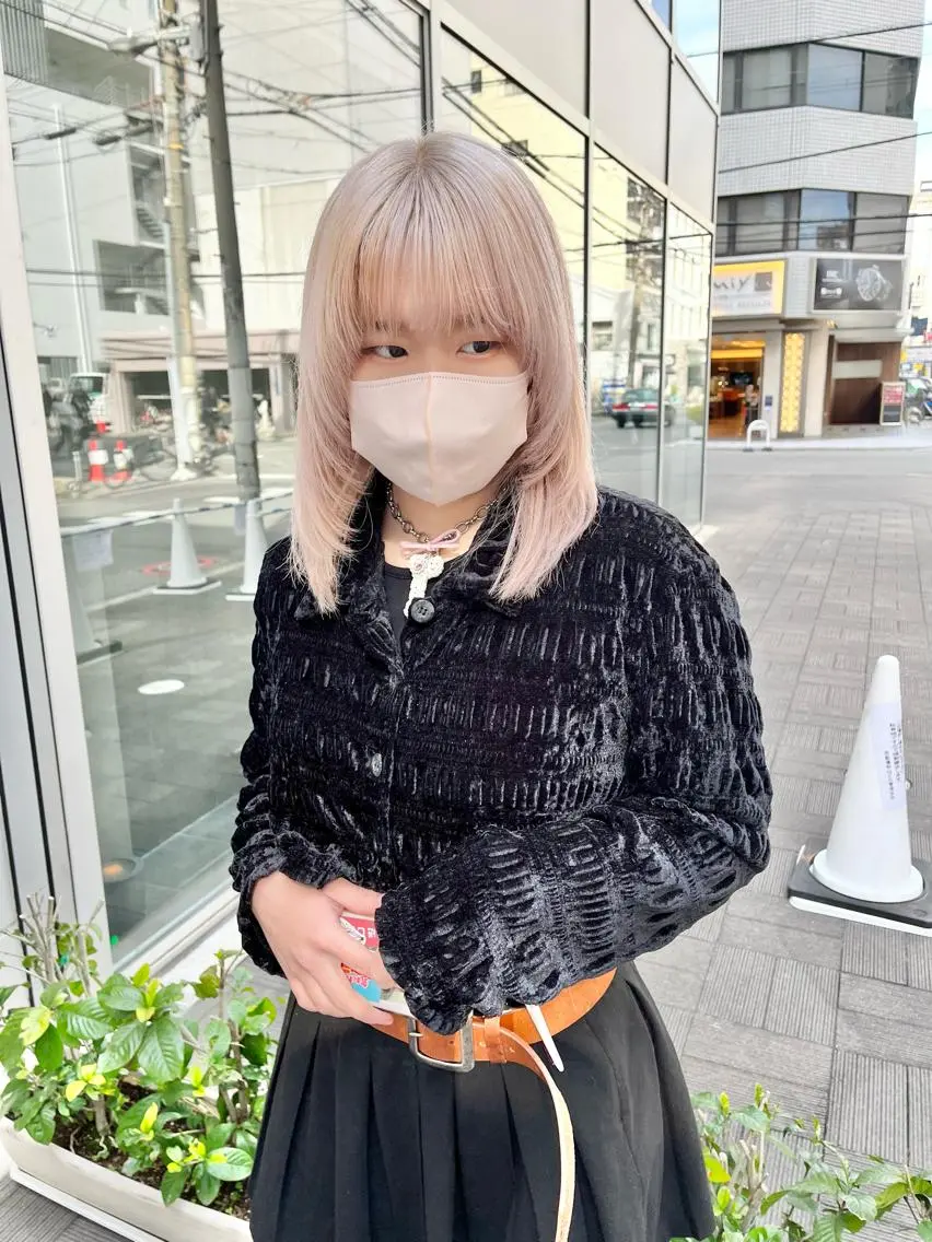 ミディアム カラー ブリーチ ブロンド ケアブリーチ ダブルカラー ハイトーンカラー ヘアカラー トリートメント ショート/パーマ/ カラー/FUKOのヘアスタイル
