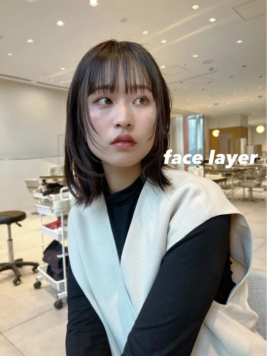 ミディアム 顔まわりレイヤー レイヤーカット レイヤー専門家 ダブルカラー修のヘアスタイル