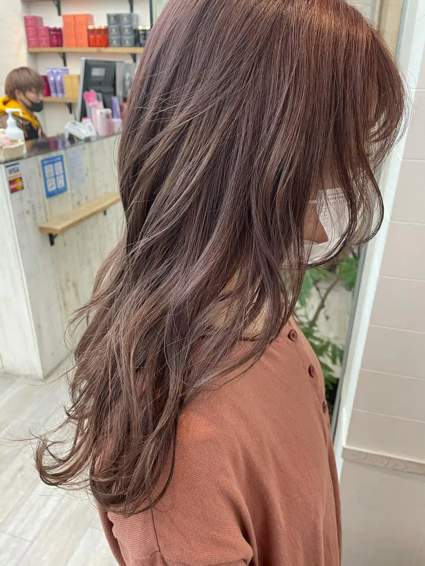 ロング カラー ヘアカラー トリートメント 前髪顔周り✂️店長 ❤️アマミヤ❤️のヘアスタイル