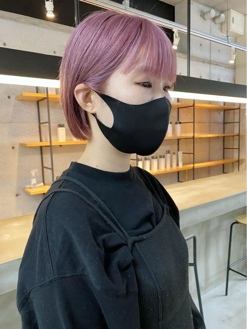 ショート カラー ヘアアレンジ ブリーチ ピンクカラー son hair HIROEのヘアスタイル