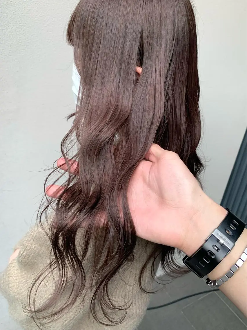 セミロング カラー ベージュカラー ピンクカラー ピンクベージュ 矢野 晃平のヘアスタイル