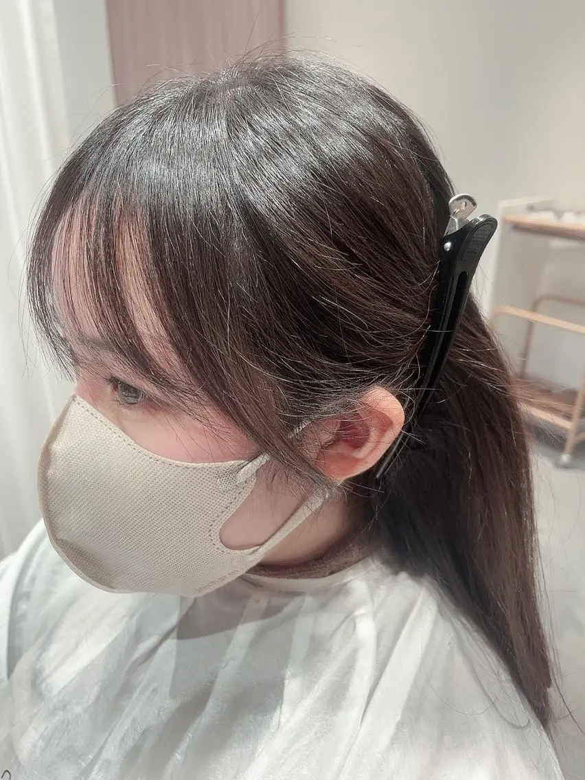 ロング カラー 顔周りカット ヘアカラー トリートメント 🍑韓国風レイヤー 🍑莉子のヘアスタイル