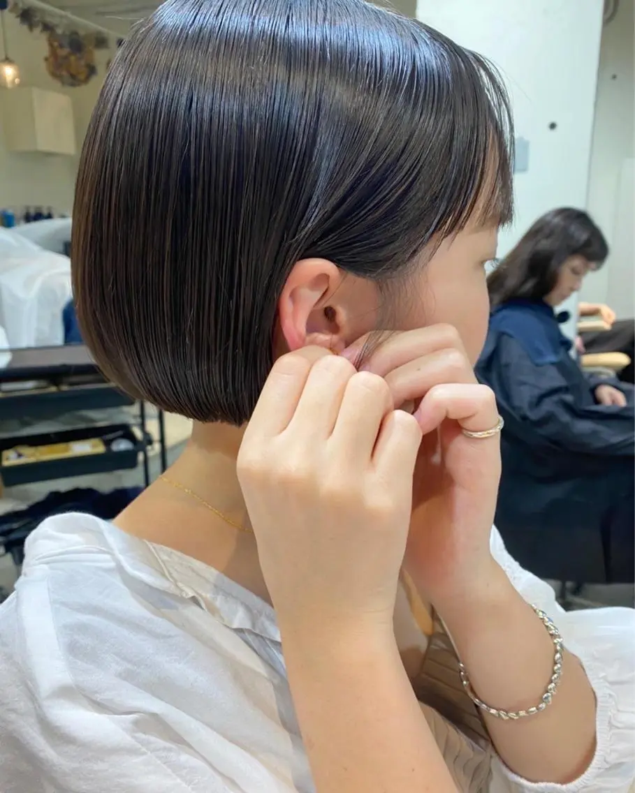 ショート ボブ 伸ばしかけ ショートヘア パーマ美容師 hanaのヘアスタイル