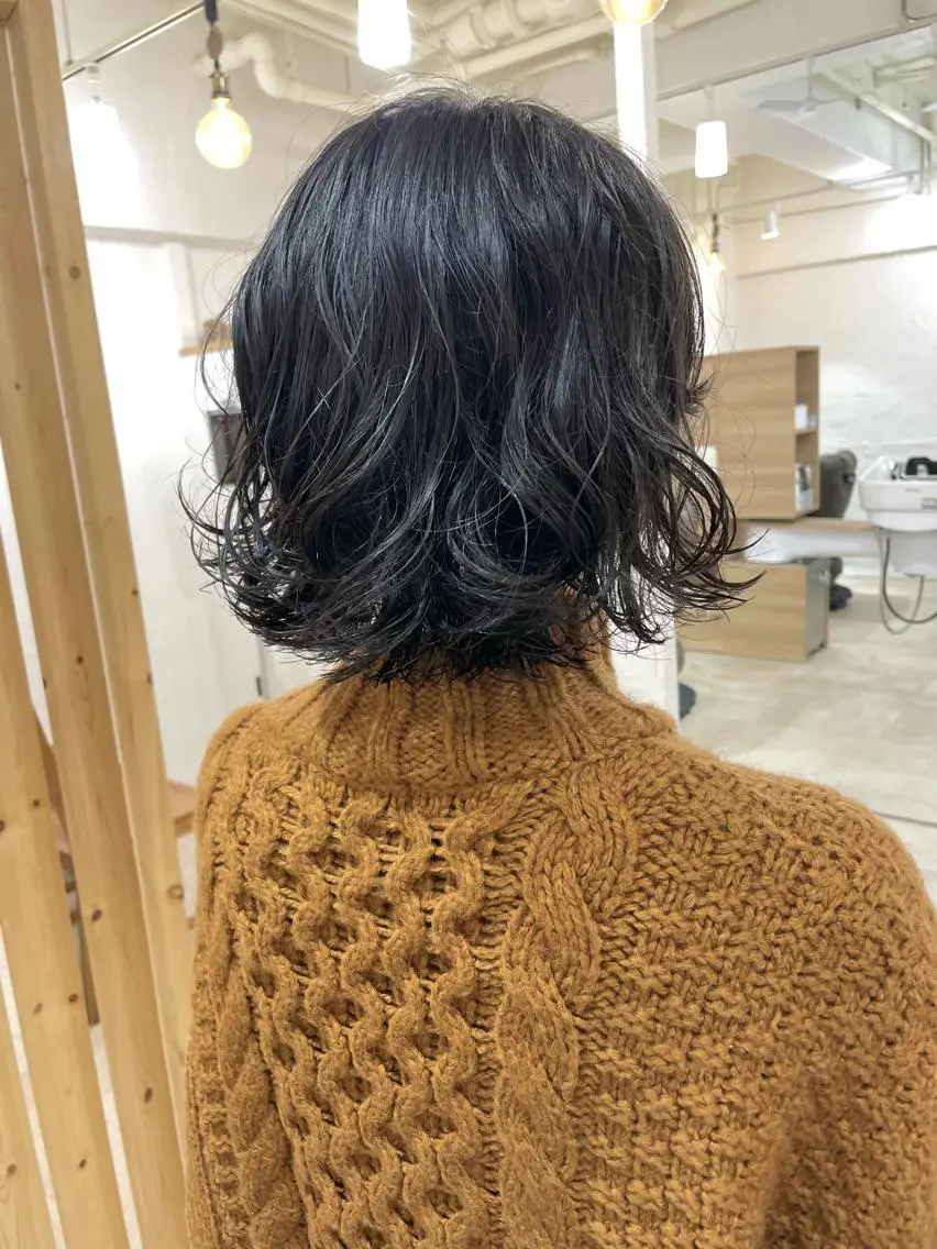 ショート パーマ 切りっぱなしボブ ボブ ショートヘア ウルフカット 髪質改善 縮毛矯正/ レイヤー/銀座/本木のヘアスタイル
