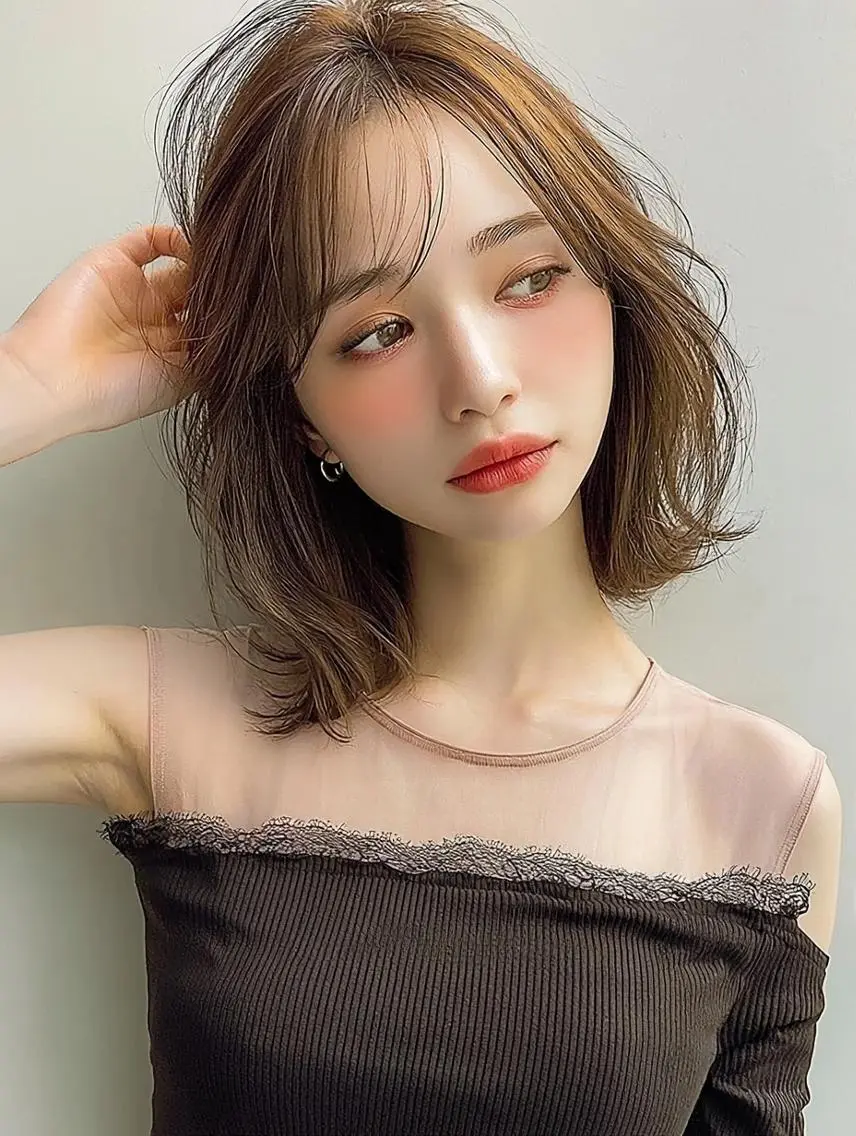 ミディアム デート レイヤーカット 似合わせカット カット ヘアカラー りきと🌈髪質改善/ 秋髪/艶カラーのヘアスタイル