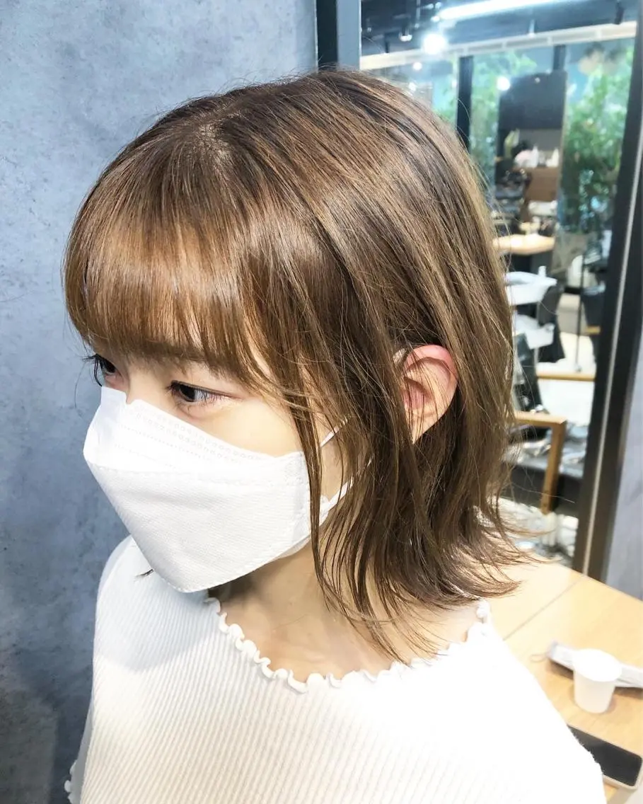 ミディアム カラー ヘアアレンジ ベージュカラー オリーブベージュ ボブ カット ヘアカラー トリートメント メンズ特化✂️栗原 侑也のヘアスタイル