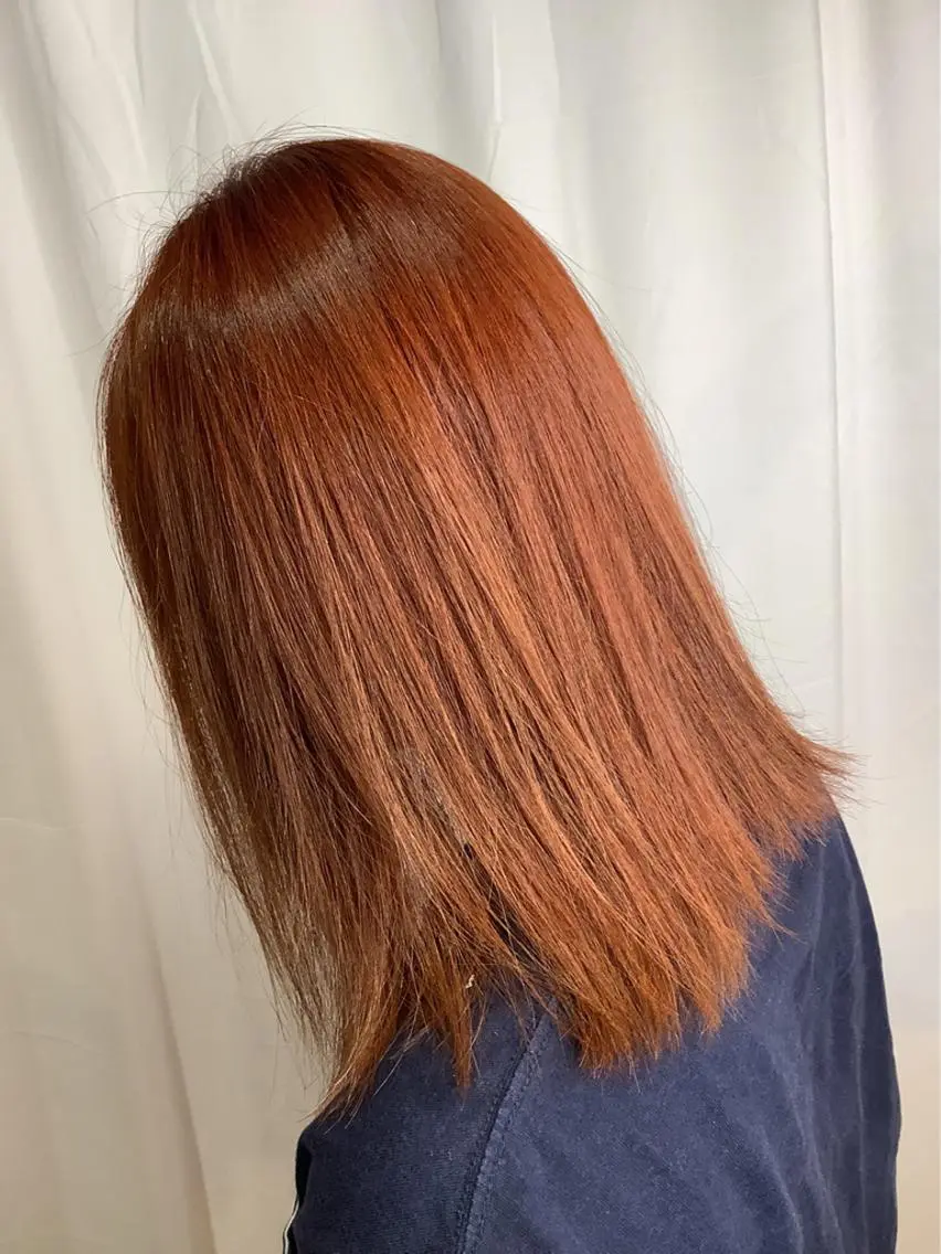 カラー ブリーチ ブラウンカラー ブリーチなしカラー オレンジ オレンジブラウン カット ヘアカラー トリートメント 稲田 全将のヘアスタイル