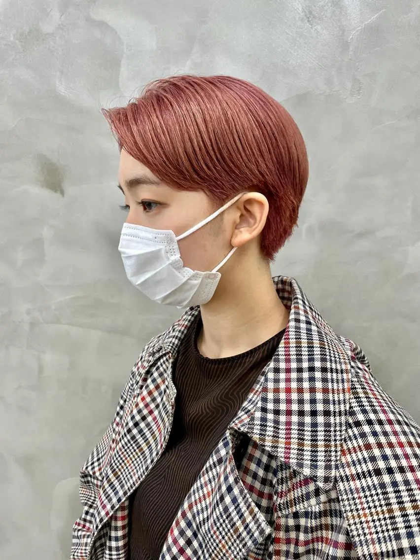 ショート カラー ハンサムショート ハイトーンカラー ピンクカラー ショートヘア ショート・ボブ 徳竹淳一のヘアスタイル