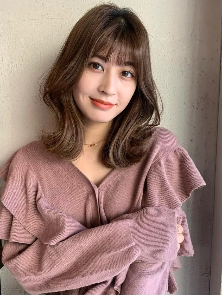 ミディアム カラー カット ヘアカラー トリートメント 透明感カラー✂︎ /縮毛矯正/YUKAのヘアスタイル