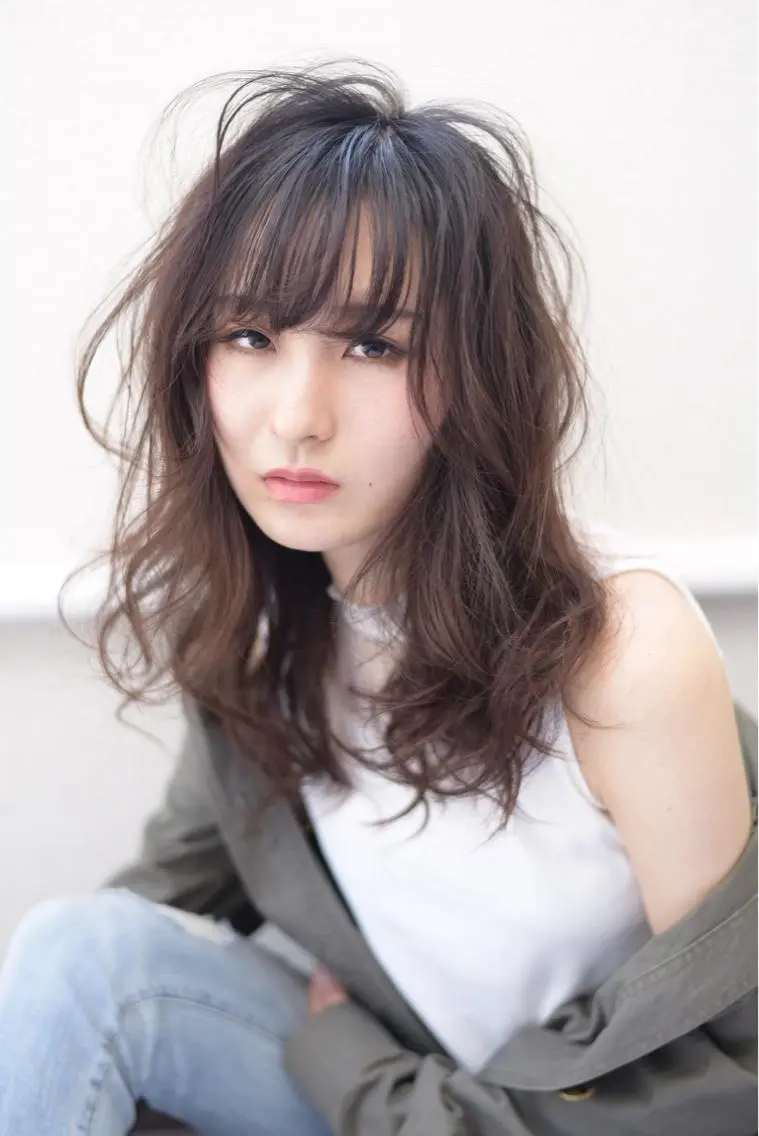 セミロング カラー ヘアアレンジ テラモト カズヨシのヘアスタイル