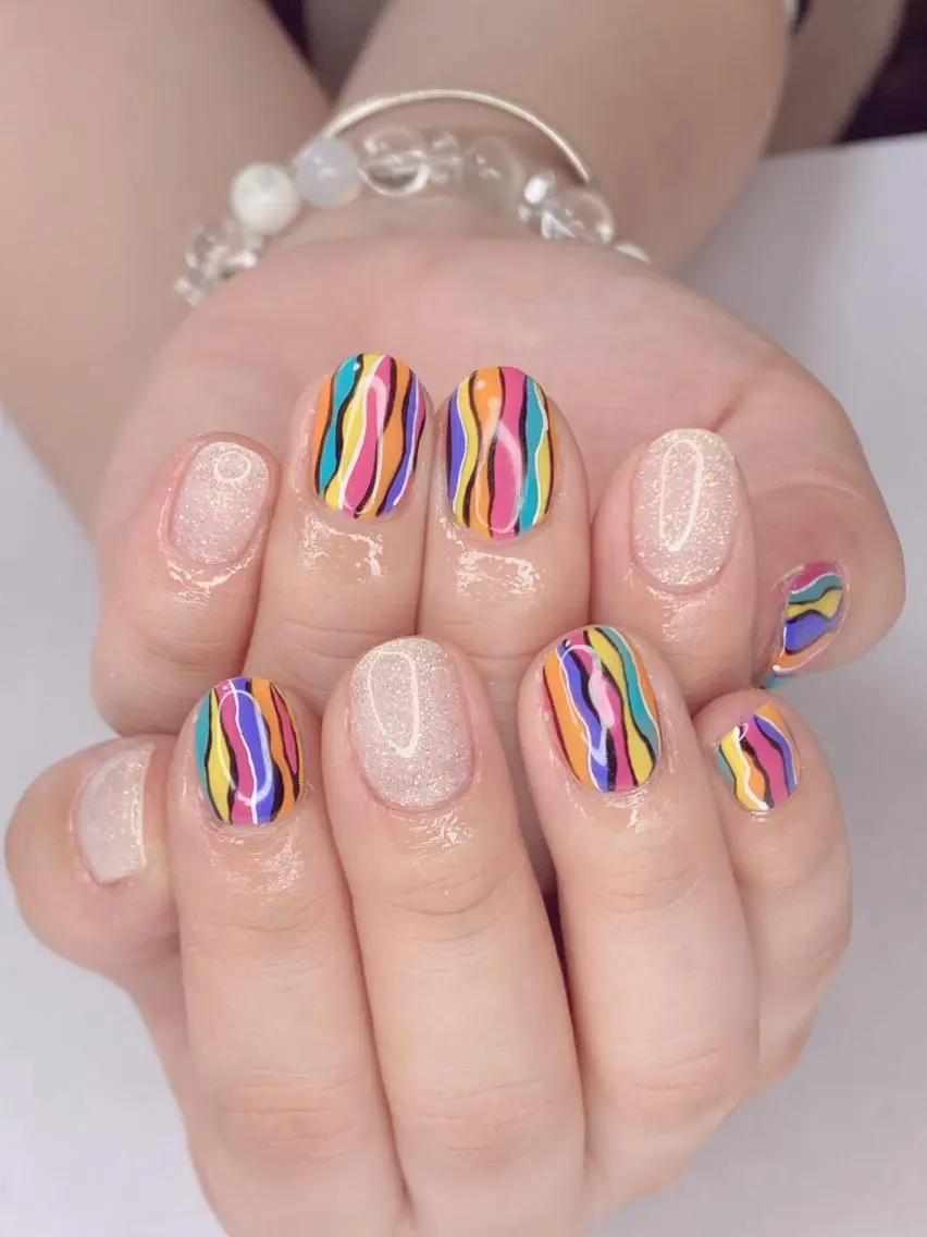 ネイル アニマル柄 アートネイル オーロラネイル 桜ネイル クリアネイル Nail Salon ertiのネイルデザイン
