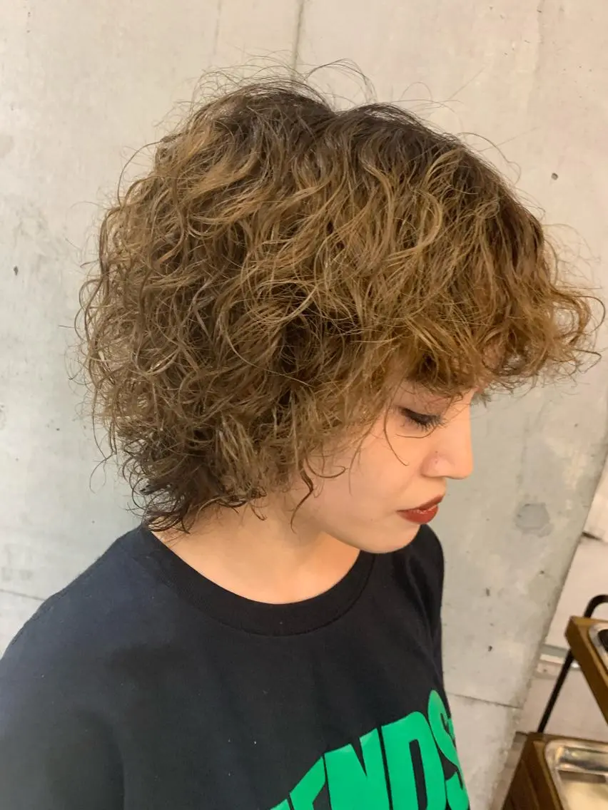 パーマ カラー ショート ヘアアレンジ ダブルカラー グラデーションカラー ハイライトカラー イルミナカラー インナーカラー akari ♡のヘアスタイル