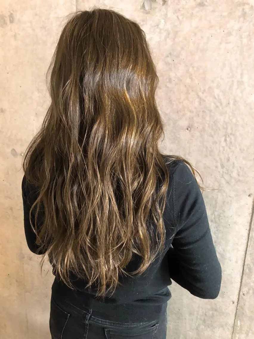 ロング カラー ヘアアレンジ ハイライトカラー 外国人風カラー ハイライト 藤原 ちひろのヘアスタイル