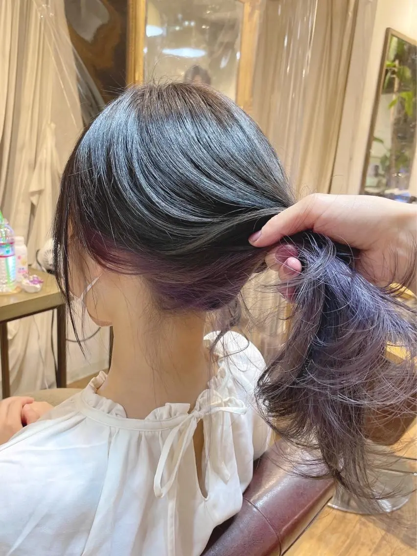 ロング カラー ヘアアレンジ アディクシーカラー ブリーチ イルミナカラー インナーカラー パープルカラー 💖透明感カラー💖 mayukoのヘアスタイル